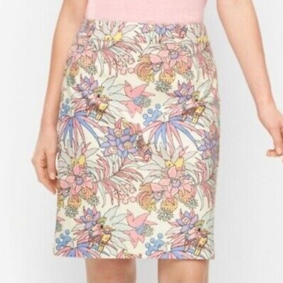 Talbots Dresses & Skirts - NEW Talbots Canvas A Line Skirt 4 Petite Ivory Pastel Jungle Tropical Parrot 4P